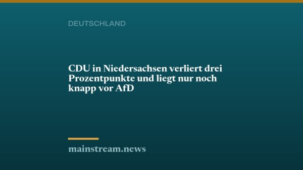 CDU in Niedersachsen verliert drei Prozentpunkte und liegt nur noch knapp vor AfD