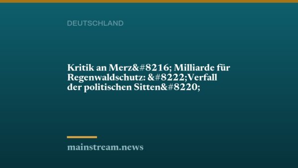 Kritik an Merz‘ Milliarde für Regenwaldschutz: „Verfall der politischen Sitten“
