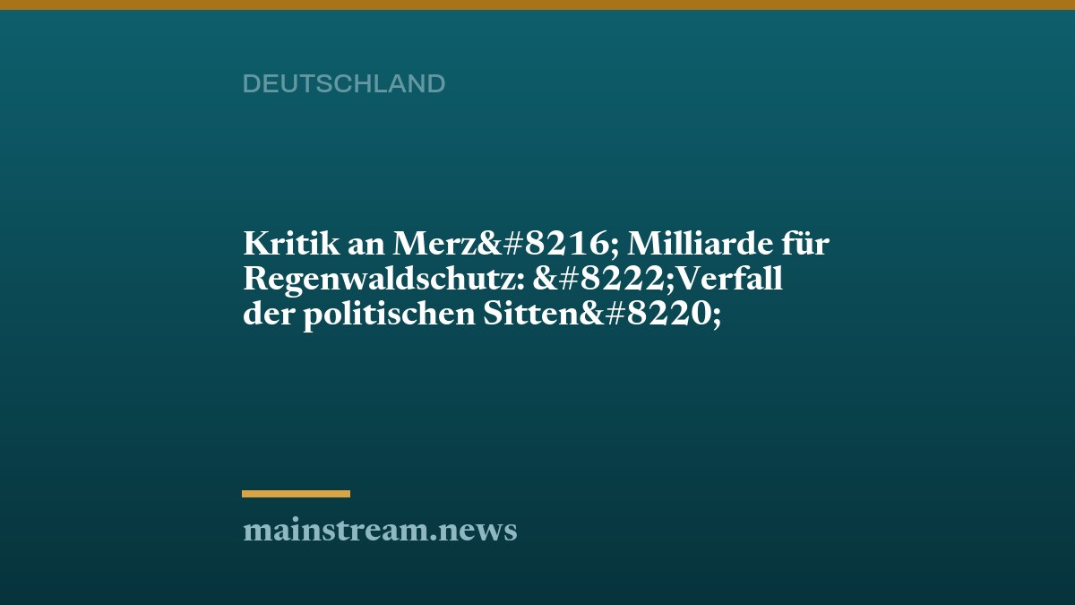 Kritik an Merz‘ Milliarde für Regenwaldschutz: „Verfall der politischen Sitten“