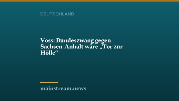 Voss: Bundeszwang gegen Sachsen-Anhalt wäre "Tor zur Hölle"