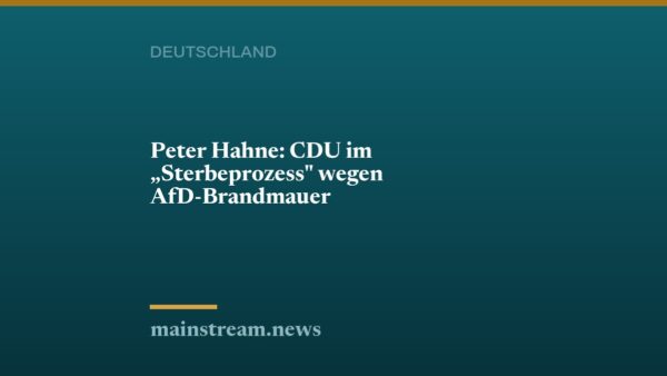 Peter Hahne: CDU im „Sterbeprozess" wegen AfD-Brandmauer