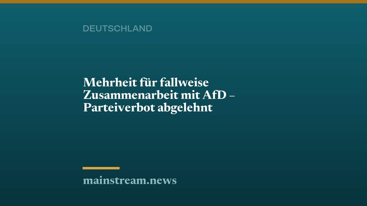 Mehrheit für fallweise Zusammenarbeit mit AfD – Parteiverbot abgelehnt
