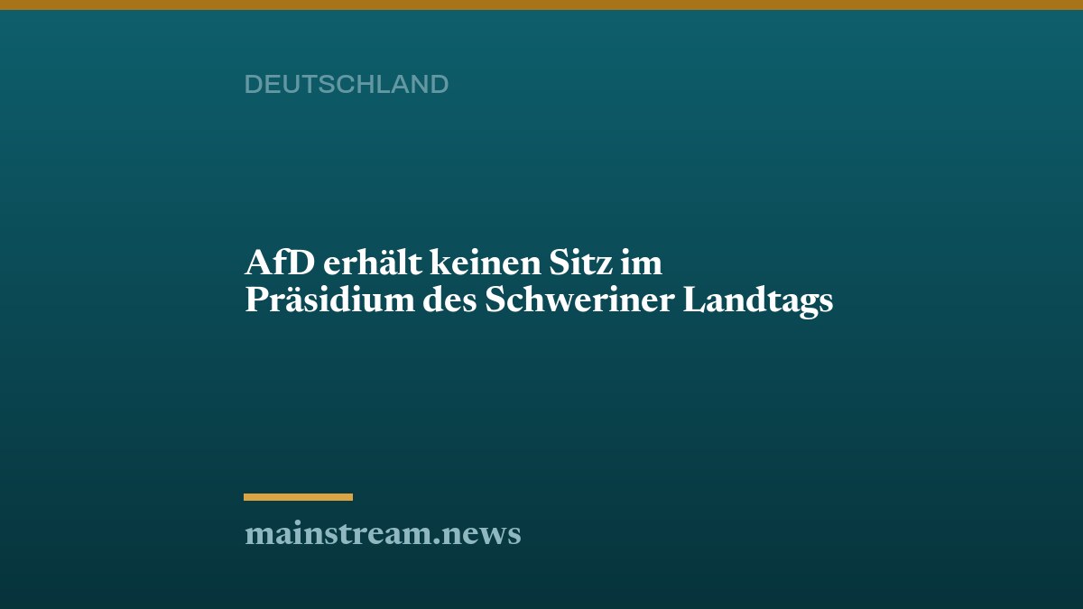 AfD erhält keinen Sitz im Präsidium des Schweriner Landtags